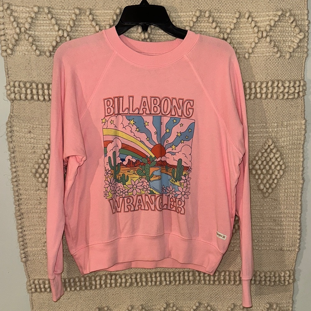 Billabong/Wrangler Pink Graphic Crew Neck Sweater